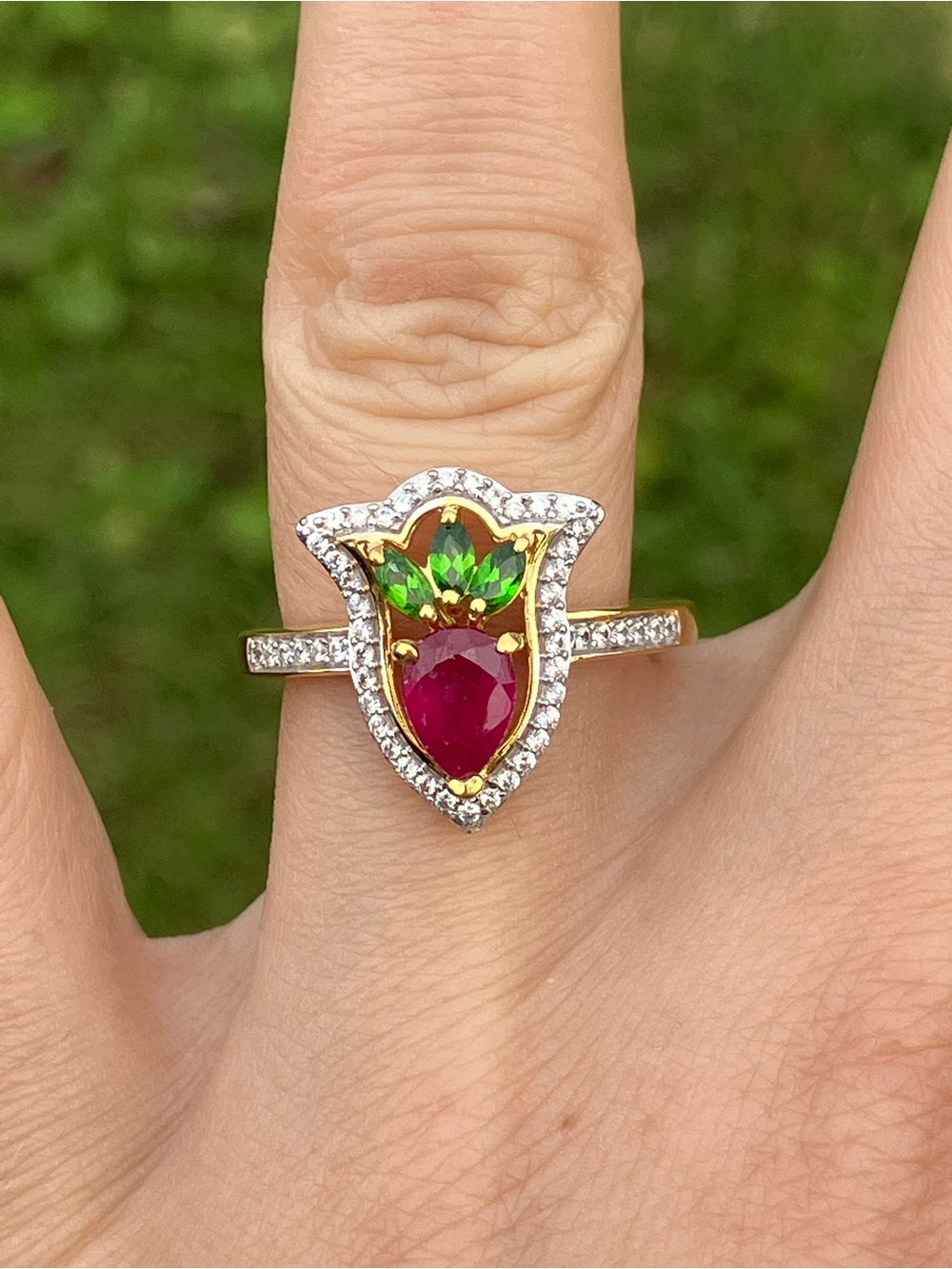 Genuine Ruby Sterling Silver Ring Size 7